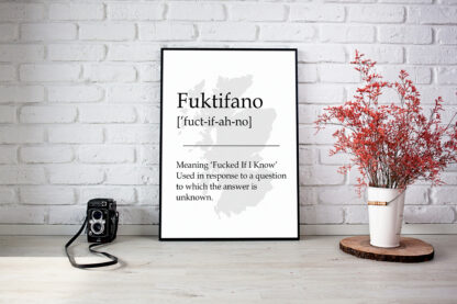 Fuktifano Scottish UNFRAMED PRINT Fun Scots Scotland Slang Definition Room Wall Art