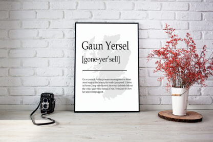 Gaun Yersel Scottish UNFRAMED PRINT Fun Scots Scotland Slang Definition Room Wall Art