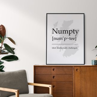 Numpty Scottish UNFRAMED PRINT Fun Scots Scotland Slang Definition Room Wall Art