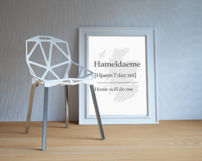 Hameldaeme Scottish UNFRAMED PRINT Fun Scots Scotland Slang Definition Room Wall Art