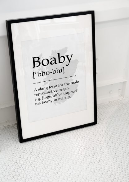 Boaby Scottish UNFRAMED PRINT Fun Scots Scotland Slang Definition Room Wall Art
