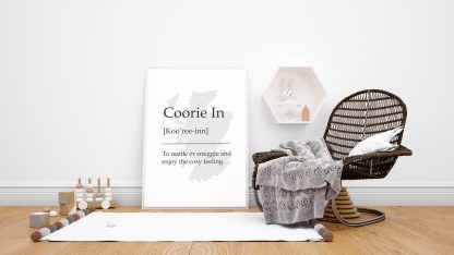 Coorie In Scottish UNFRAMED PRINT Fun Scots Scotland Slang Definition Room Wall Art
